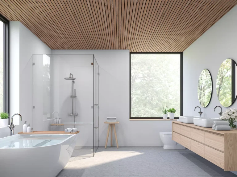 Modern contemporary loft bathroom 3d render