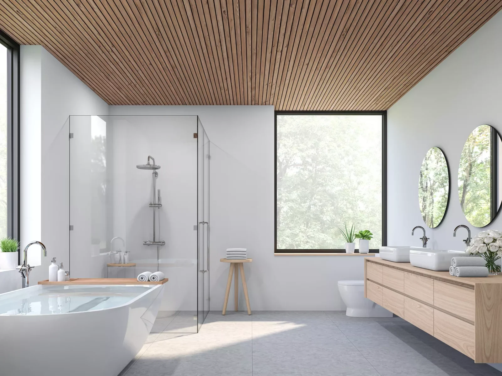 Modern contemporary loft bathroom 3d render scaled